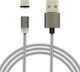 Avizar Braided / Magnetic USB 2.0 Cable USB-C male - USB-A Ασημί 1m