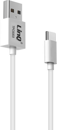 LinQ USB 2.0 Cable USB-C male - USB-A Λευκό 3m TPC9303
