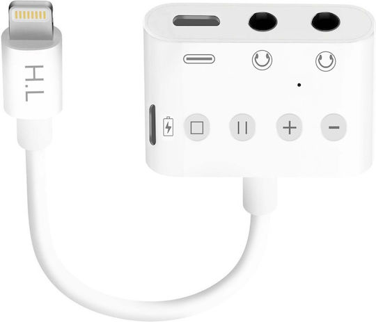 Microlink Конвертор Lightning мъжки към 3.5mm / USB-C женски Бял 1 брой ADA-HL108