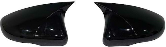 Mirror Covers Compatible Vw Golf 6 Vi Hatchback Glossy Black Batman Style