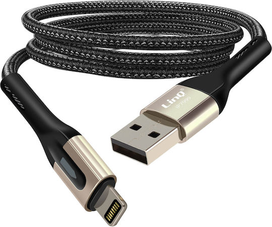 LinQ Braided / LED USB-A to Lightning Cable Μαύρο 1.2m (IP7999)