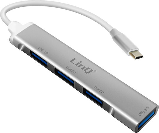 LinQ Hub 4 Θυρών USB 3.0 με σύνδεση USB-C Ασημί