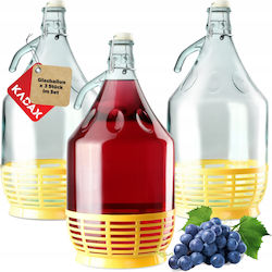 Kadax 3x Weinkaraffe 5l Lady Ballon im Korb Weinflasche + Verschluss