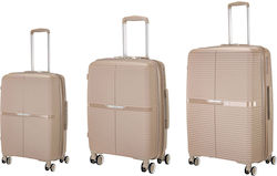 Rcm Hard Travel Suitcases Set of 3 Pieces 55cm 66cm 75cm Rcm815-set Beige