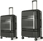 Cardinal Travel Suitcases Hard Black Maximum Height 70cm with 4 Wheels Set of 2pcs