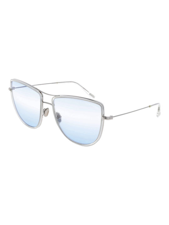 Tom Ford Sunglasses with Silver Metal Frame and Light Blue Mirror Lens FT0759 16W