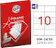 Diamond Self-Adhesive Rectangular A4 Labels 105x57mm