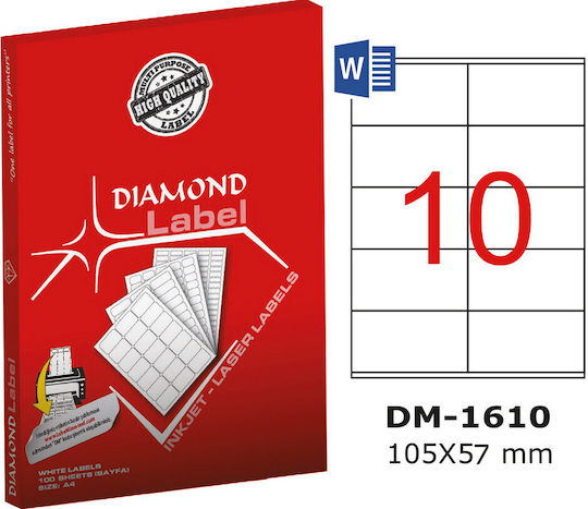 Diamond Self-Adhesive Rectangular A4 Labels 105x57mm