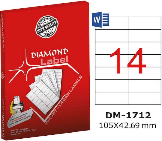 Diamond Selbstklebende A4-Etiketten 105x42.69mm