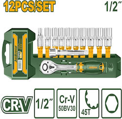 Jadever 400263 Ratschen- und Steckschlüssel-Set mit Kastanien und Haselnüssen 1/2 Jadever 400263 Ratschen- und Steckschlüssel-Set mit Kastanien und Haselnüssen 1/2