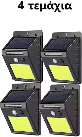 Set of 4 Wall Solar Lights Cold White 6500K with Motion Sensor and Photocell IP65