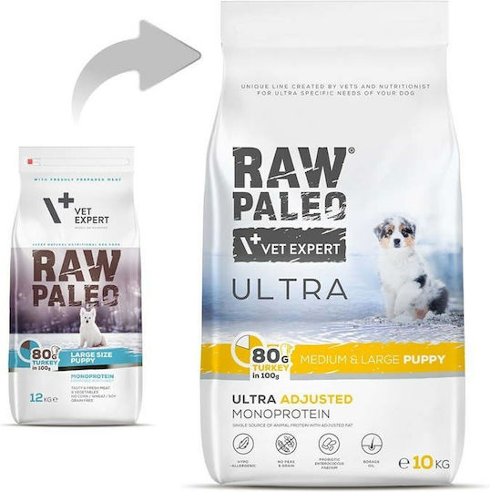 Vetexpert Raw Paleo Ultra Turkey Puppy Medium Large 10kg Dry Dog Food