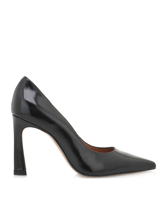 Leder Pumps mit hohem Absatz Schwarz