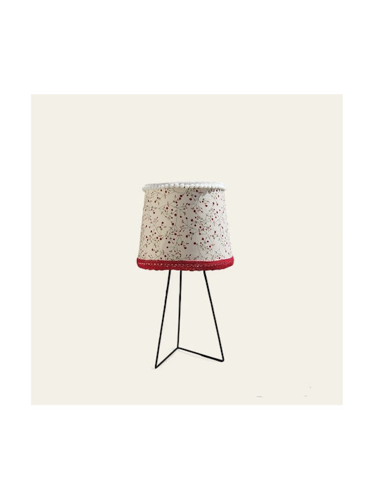 Oxygen Red Flowers Stoff Tischlampe für Fassung E27 mit Rot Schirm und Schwarz Basis