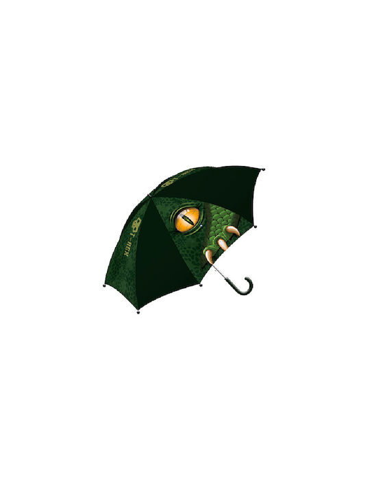 Dino Kids Curved Handle Umbrella Green