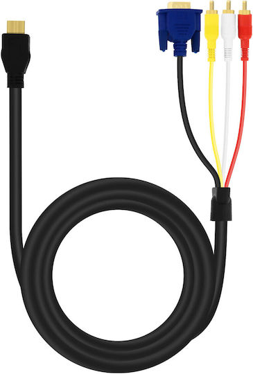 Hdmi zu 3x Rca Stecker Vga Stecker Kabel Video Adapter 1.5m Linq A4001 Schwarz