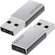 4Smarts Μετατροπέας USB-A male σε USB-C female Ασημί 2τμχ 540275