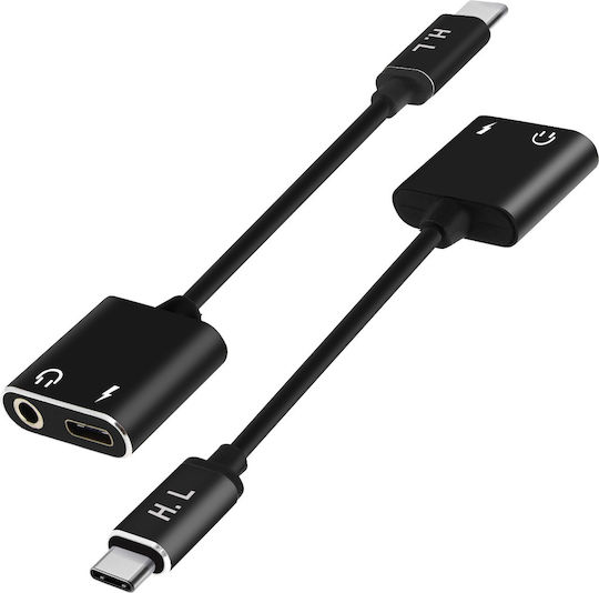 Avizar Конвертор USB-C мъжки към 3.5mm / USB-C женски 1 брой ADA-HL095-BK