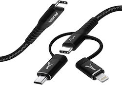 Akashi USB zu Lightning / Typ-C / Micro-USB Kabel 1m ALT3IN1TCBK