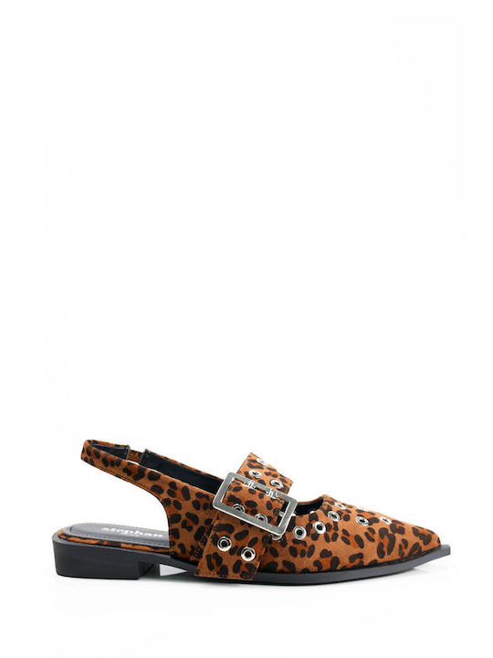 Leoparden Slingback-Ballerinas mit Metallverschluss