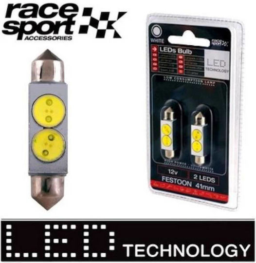 Racesport Λάμπες Αυτοκινήτου LED Λευκό 12V 1W 2τμχ