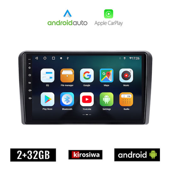 Kirosiwa Sistem Audio Auto pentru Citroen C2 2003 2009 (Bluetooth/USB/AUX/WiFi/GPS/Apple-Carplay/Android-Auto) cu Ecran Tactil 9"