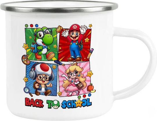 Koupakoupa Back To The School Mario & Friends Becher Metallisch Weiß 360ml