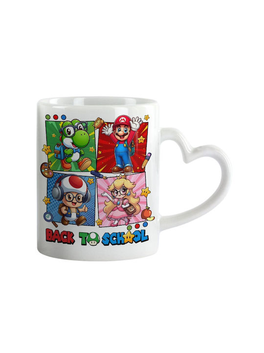 Koupakoupa Back To The School Mario & Friends Cană Ceramică Albă 330ml 1buc