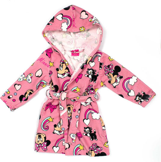 Dimcol Kids Hooded Bathrobe Minnie Pink