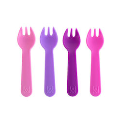 MontiiCo Baby Set with Fork made of Plastic Pink 4pcs