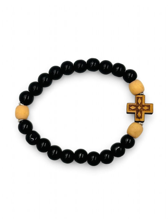 Wooden Beaded Cross Bracelet