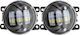 Set de 2 Lumini de Ceață LED Dacia Renault Nissan Lumină Albă+Galbenă Diametru 3" 90mm 30w 12/24v Conector H11 H8
