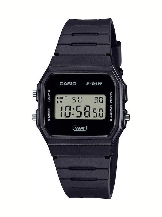 Casio Ψηφιακό Ανδρικό Ρολόι 35mm Χρονογράφος Μπαταρίας με Μαύρο Καουτσούκ Λουράκι
