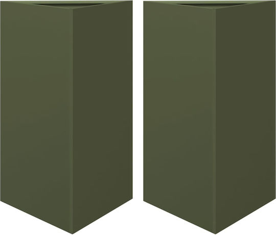 vidaXL Set 2 Metallische Pflanzgefäße Mit Olivgrün 50cm