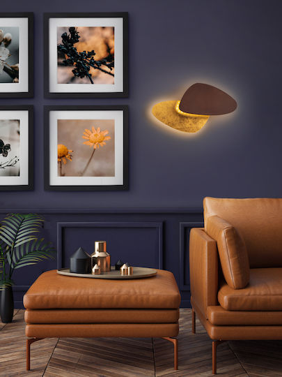 Contra Leuchte Wand mit Integrierter LED und Warmweißes Licht Gold 42x24cm