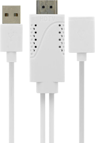 Avizar Cablu HDMI de sex masculin - MHL / USB-A 1.8m Alb