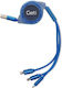 Geti Retractable USB to micro USB / Lightning / Type-C 1m Cable Blue