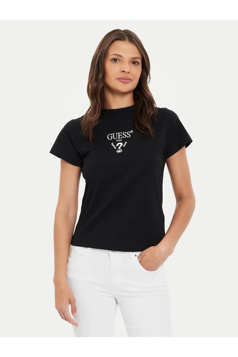 売れ筋商品|||ゲス Tシャツ レディース トップス ROLL CUFF - Print T-shirt - jet black Amazon | [ゲス] Tシャツ ES SS 1981 ROLL CUFF TEE レディース