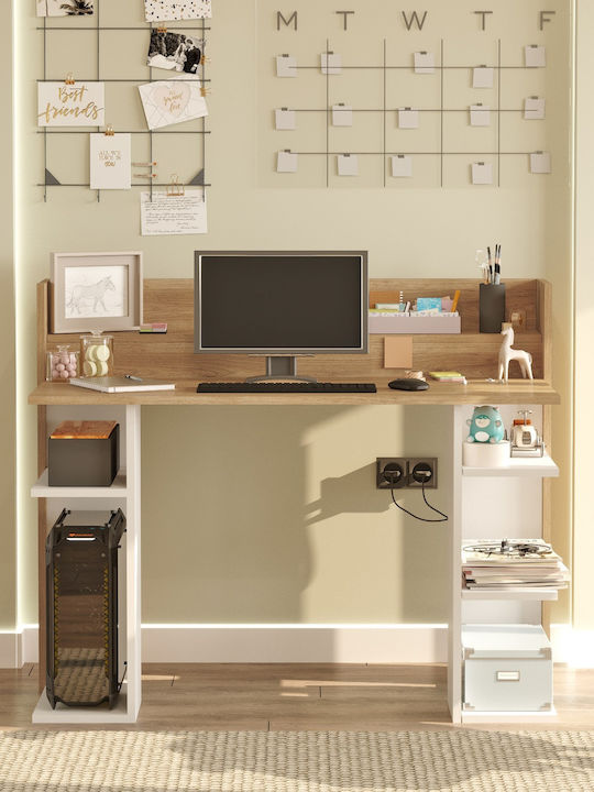Birou Fife Lemn Natural/Alb 124x58x98cm