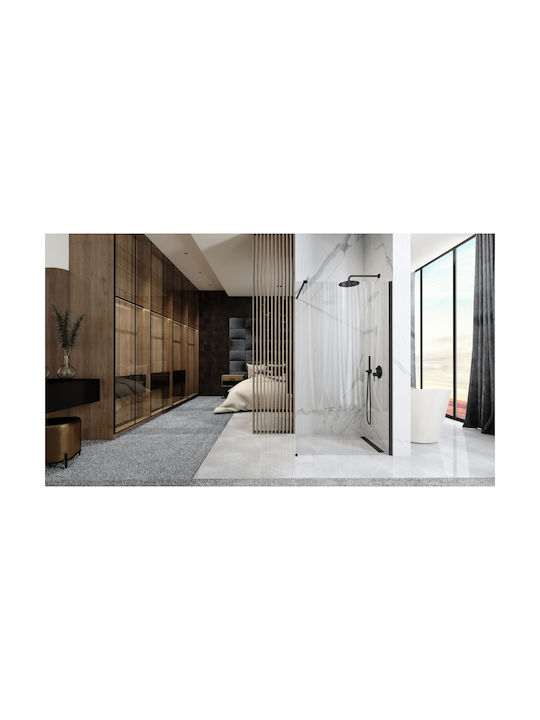 Rea Διαχωριστικό Ντουζιέρας 90x195cm Mat Black