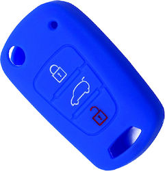 Car Key Cover Case made of with 3 Buttons for Hyundai in Blue Color