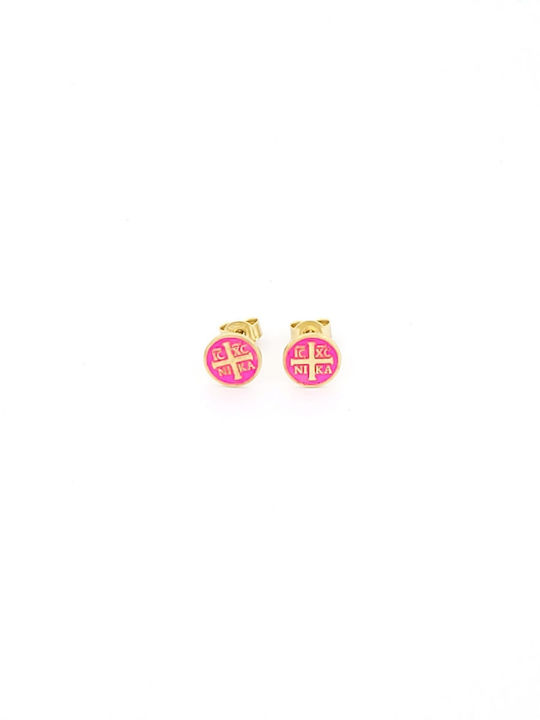 Constantinato Gold Plated Kids Earrings Studs from Silver Fuchsia