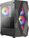 Volcan Gaming Midi Tower Computer Case with RGB Lighting Black