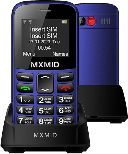 MXMID B210 Dual SIM Mobile with Large Buttons Blue
