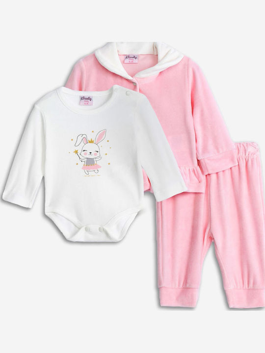 Funky Kids Clothing Set with Pants Pink-Beige 3 Pieces