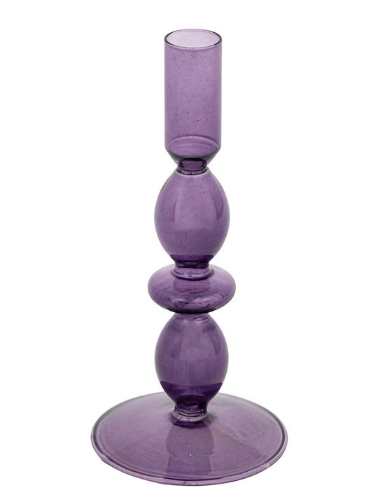 A-s Chandelier Κηροπήγιο Γυάλινο σε Μωβ Χρώμα 9x9x19.5εκ.