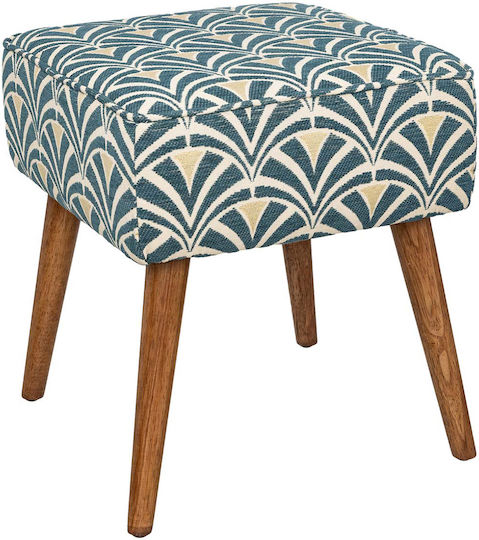 Chiara Fabric Upholstered Living Room Stool Blue 38x38x41cm