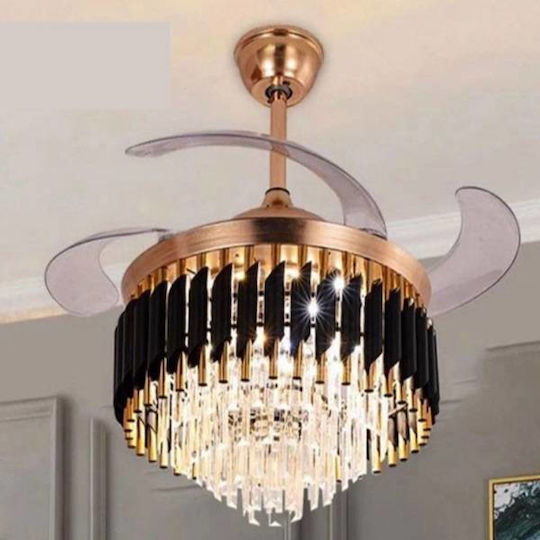 Ceiling Fan 106.68cm with Light Fixture Transparent / Gold