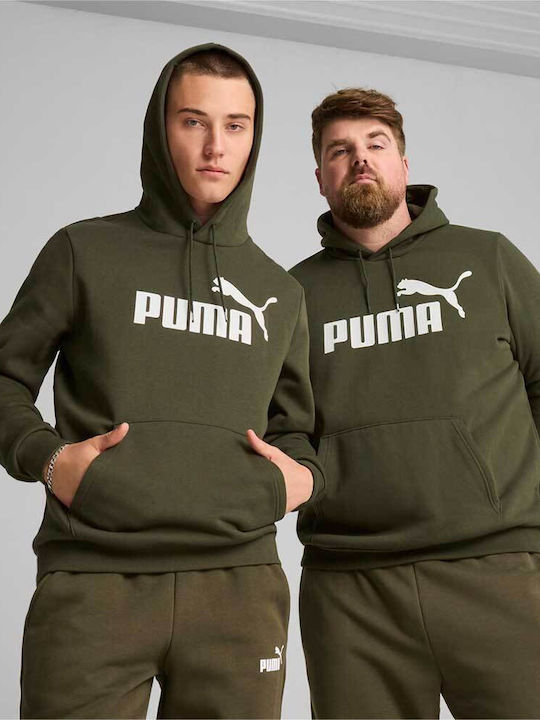 Puma Ess Big Logo Men's Sweatshirt with Hood Haki