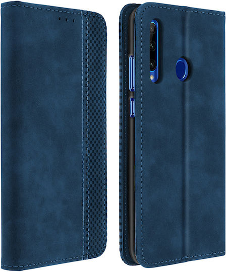 Защитен калъф Honor 20 Lite 20e с държач за карти, кожен, винтидж ефект, син